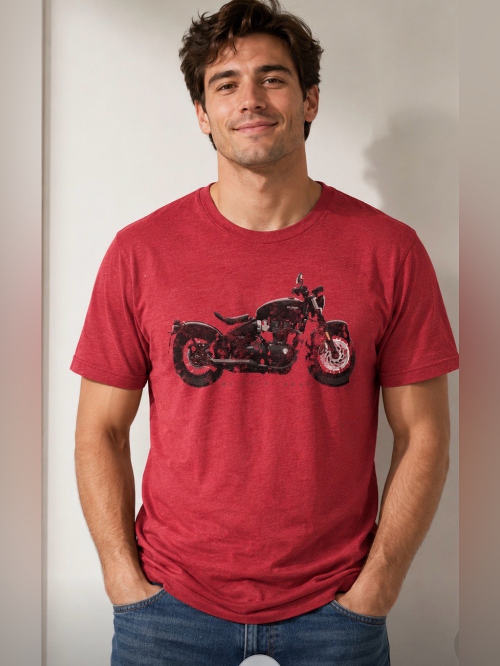 Bella Canvas Red Short Sleeve Motorcycle Silhouette Tee